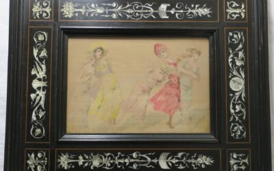 Heinrich Lefler 1863-1919 Wien / Österreich Aquarell Junge Damen / Frauen / Frau beim Spiel / Tanzen ?