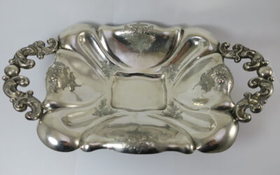 Antike Berliner Silber Henkelschale / Schale – Berlin ~ 1850 Blütenzweige Blüten