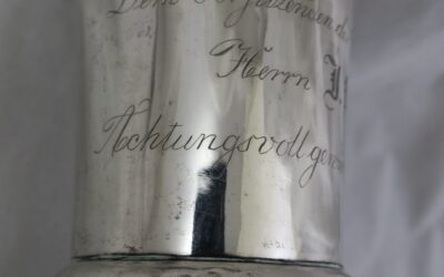 Antiker Pokal Gewerbeverein Soest 12 lot Silber innen vergoldet – 1849