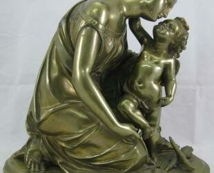Évrard Victor 1808-1877 Bronze Skulptur / Figur Venus & Amor / Cupido ~1860