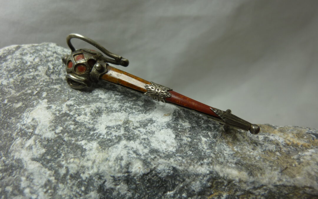 Vintage Brosche 925 Silber & Holz – Form Degen – Joseph Cook & Son Birmingham