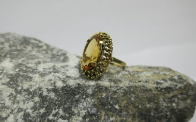 Vintage Ring / Damenring 585 / 14K Gold mit Goldtopas RG52,5