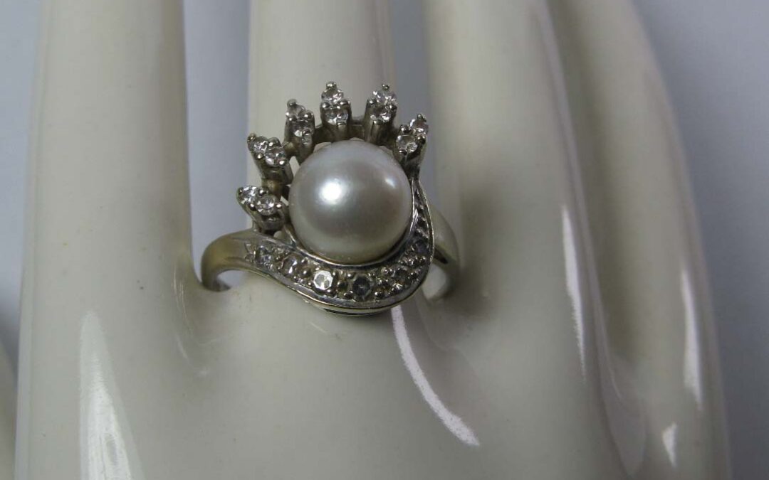 Ring Perle & Diamanten 585 / 14K Weiß Gold JKa Köhle Pforzheim – Damenring / Diamant