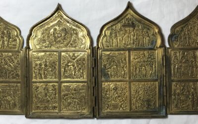 Rupland Bronze Reiseikone / Ikone Tetraptychon 19.Jh.