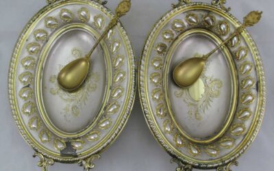 2x antike Henkel Schale / Schüssel 800 Silber Meyen Berlin + 2x Löffel vergoldet