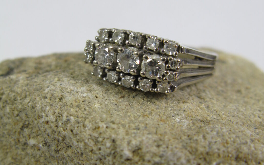Ring / Damenring 17 Brillanten 0,5ct – 585 / 14K Gold / Weißgold – Brillantring