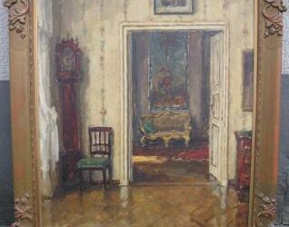 Blanke Wilhelm 1873-1943 Gemälde Stubeninterieur / Salon Interieur ~1920