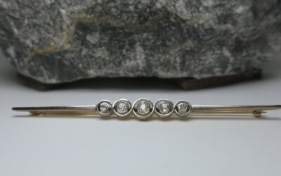 Vintage Stabnadel / Diamantnadel Brosche / Anstecknadel 585 / 14K Gold 5x Diamant / Altschliffdiamant