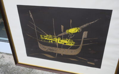 Peer Gynt Wikinger Schiff 1976 Siebdruck Modern Signiert