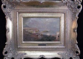 Oswald Achenbach (Attr.) Gemälde 1827-1905 Bucht von Neapel