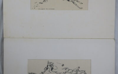 Finetti, Gino Ritter von 1877-1953 2x Federzeichnungen Hubertusjagd & Reiter