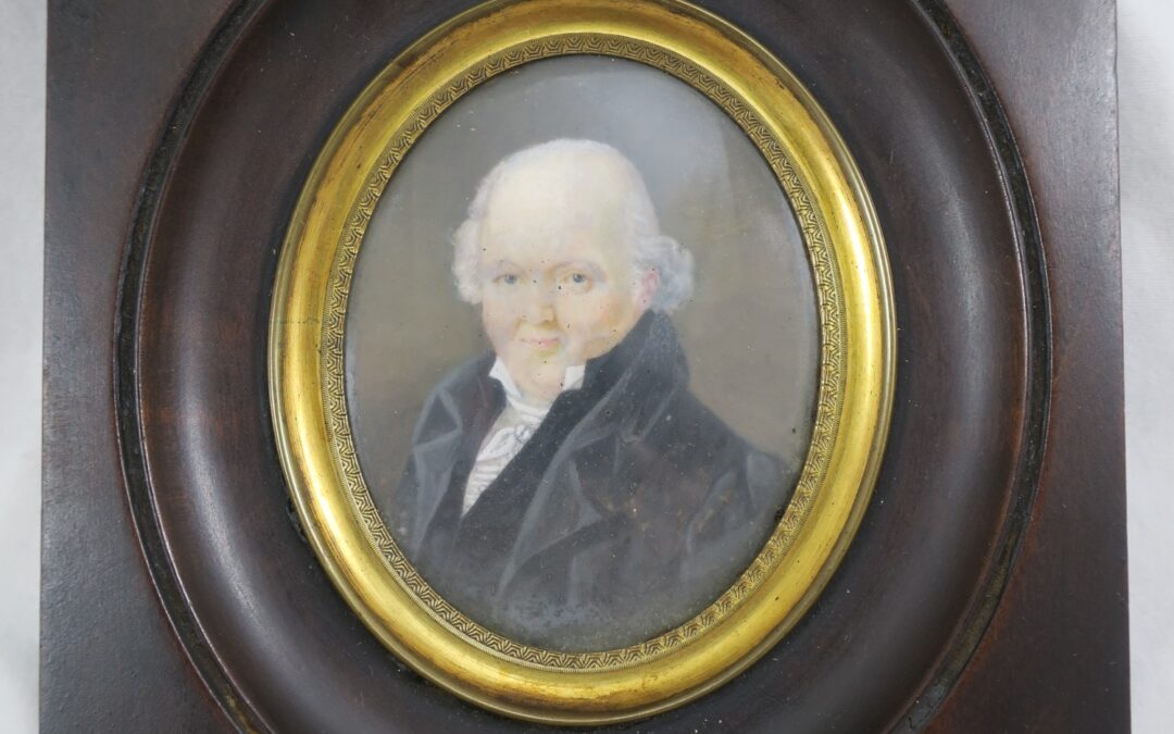 Gemälde Miniatur Malerei Portrait Mann / Gentleman England 19 Jh. / Miniaturist