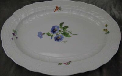 Große Meissen Porzellan Servierplatte / Platte 50,5×39,2 cm 2.H.19.Jhdt. Blumen