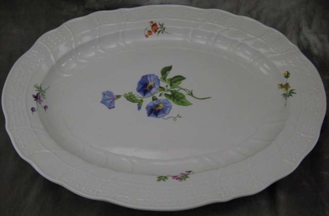 Große Meissen Porzellan Servierplatte / Platte 50,5×39,2 cm 2.H.19.Jhdt. Blumen