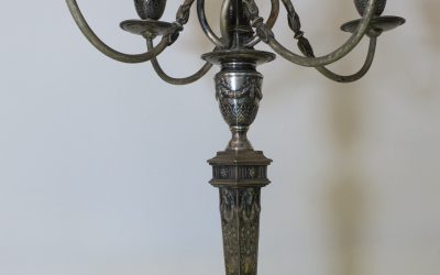 Antike Girandole / 5-armiger Kerzenleuchter 800 Silber H. Meyen Berlin