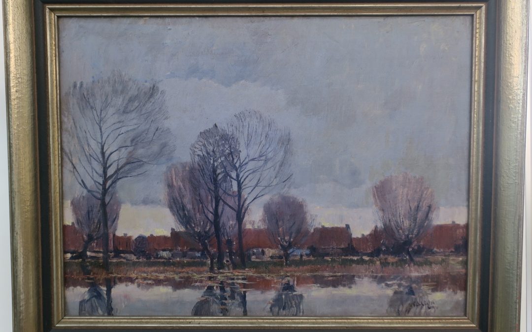 Lucas Wilhelm „Willy“ 1884-1918 Gemälde Flusslandschaft An der Pader ~ 1913