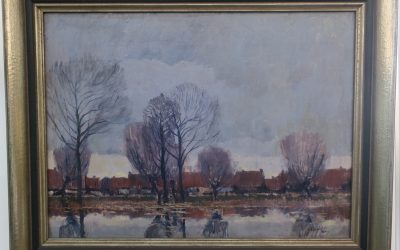 Lucas Wilhelm „Willy“ 1884-1918 Gemälde Flusslandschaft An der Pader ~ 1913