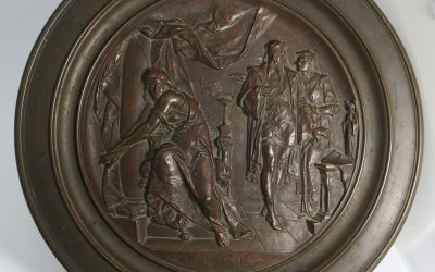Picault Emile 1833-1915 Bronze Tazza / Tafelaufsatz Macbeth Relief