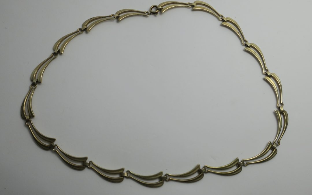 Vintage Halskette / Kette 835  Silber vergoldet Karl Hohmann ? Welle / Wellen