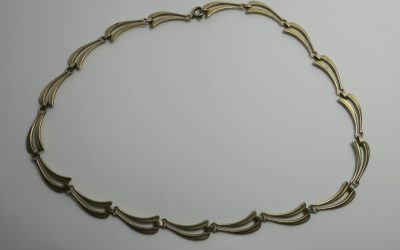 Vintage Halskette / Kette 835  Silber vergoldet Karl Hohmann ? Welle / Wellen