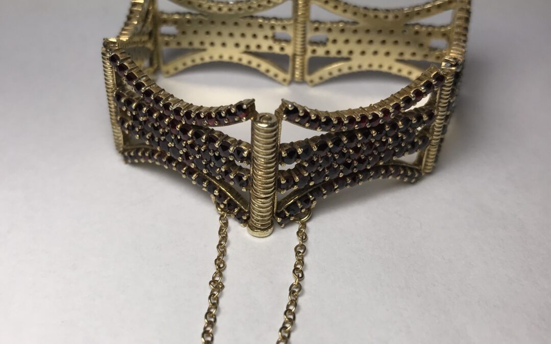 Vintage Granat Armband 900 er Silber vergoldet Böhmen