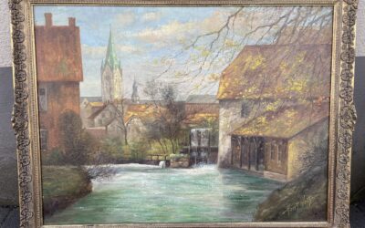 Weitzner Hans 1890-1956 Gemälde Paderborn Paderborner Dom Pader mit Mühlrad
