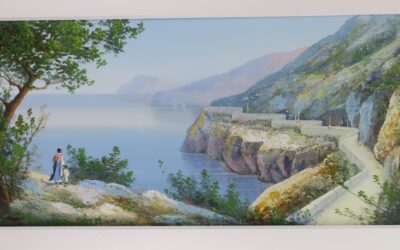 Gianni Maria 1873-1956 Gouache Ansicht Italien Küste Amalfi Strada Amalfinata