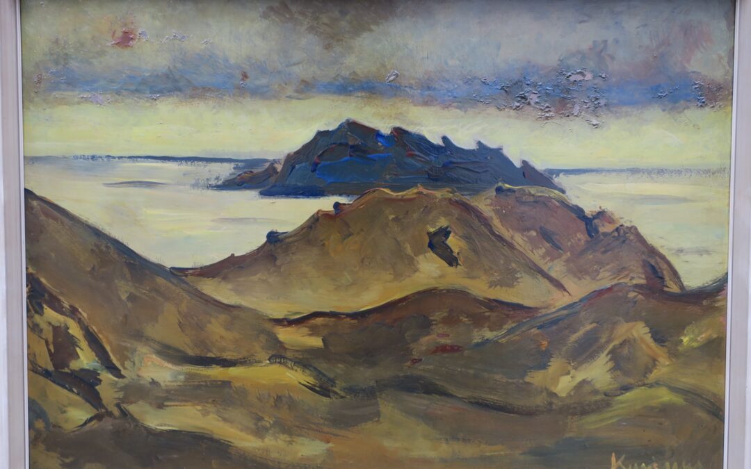 Kanellis Orestis Griechenland 1910-1979 Gemälde Sonnenuntergang am Meer ~1965