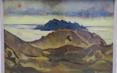 Kanellis Orestis Griechenland 1910-1979 Gemälde Sonnenuntergang am Meer ~1965