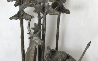 Rikus Josef 1923-1989 Bronze Skulptur Heiliger Hubertus Hirsch
