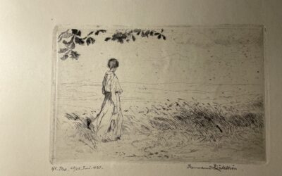 Hermann Kätelhön 1884-1940 Radierung Frau Mädchen auf Wiese 1923