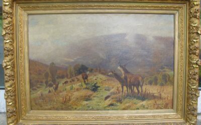 Altenkirch Otto 1875-1945 Gemälde Hirsche bei der Brunft n.Christian Kröner 1901