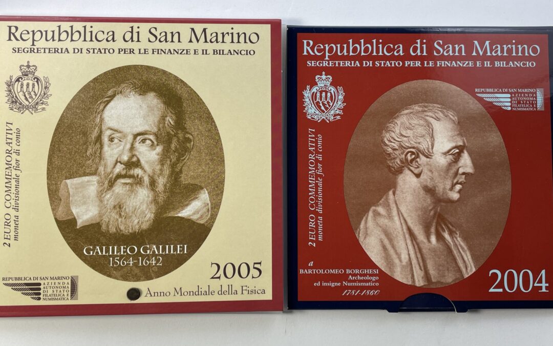 San Marino 2 Euro Münze 2004 Bartolomeo Borghesi 2005 Galileo Galilei
