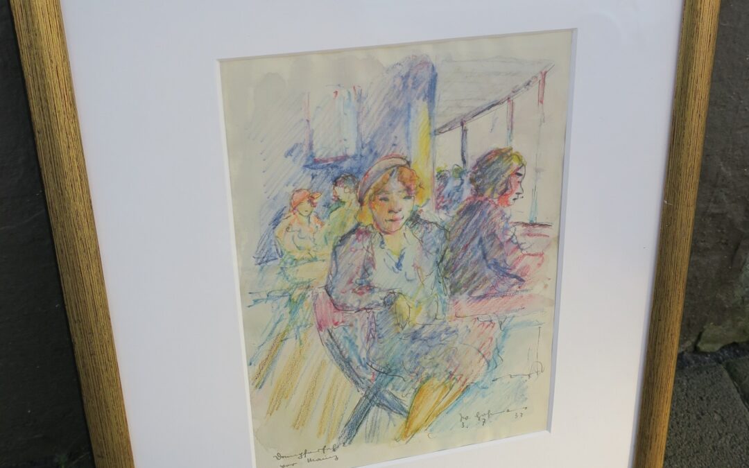 Hohmann Willy Paderborn 1897-1963 Handzeichnung Portrait Frau / Mädchen 1933