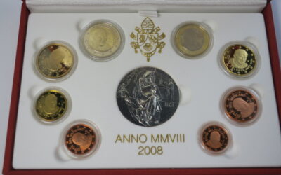 Vatikan Cent Euro Münzen KMS 2008 Benedikt XVI Silber Medaille