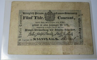 5 Thlr. / Thaler Courant 1824 Königlich Preuss. Cassen Anweisung
