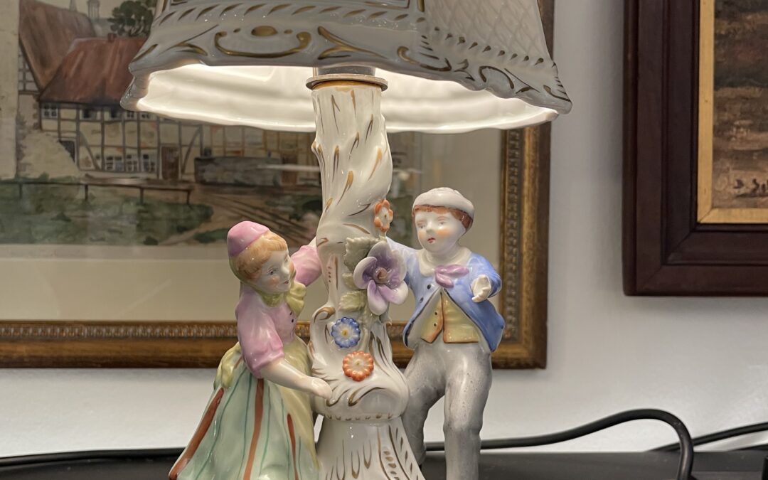 PMP Plaue Lithophanie Porzellan Tisch Lampe Leuchte
