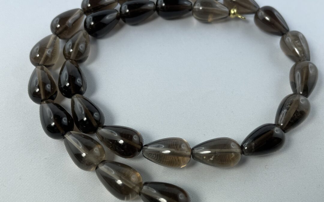 Vintage Rauchquarz Halskette / Kette Verschluss 375 Gold BCI Bernhard Conradt Idar Oberstein