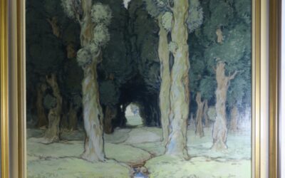 Maier Hermann *1877 Gemälde Wald Landschaft / Bäume mit Bach / Rinnsal