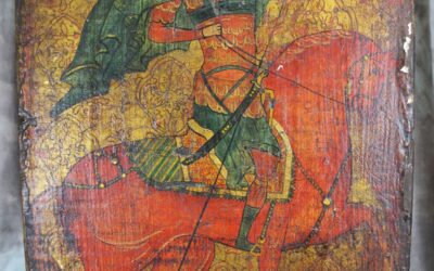 Antike Ikone Heiliger Demetrios / Dimitrios von Thessaloniki ~ 1900/1930