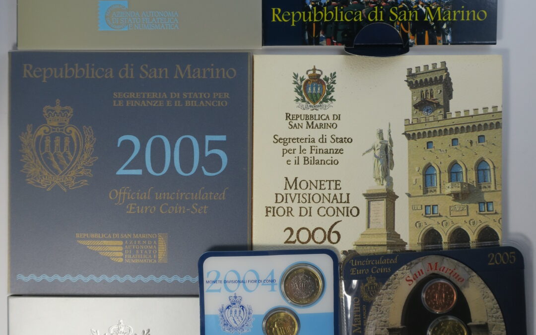 San Marino Kursmünzensatz / KMS 2003 2004 2005 2006 2007 + 4x Coincard