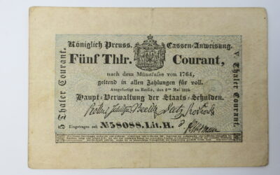 5 Thlr. / Thaler Courant 1824 Königlich Preuss. Cassen Anweisung