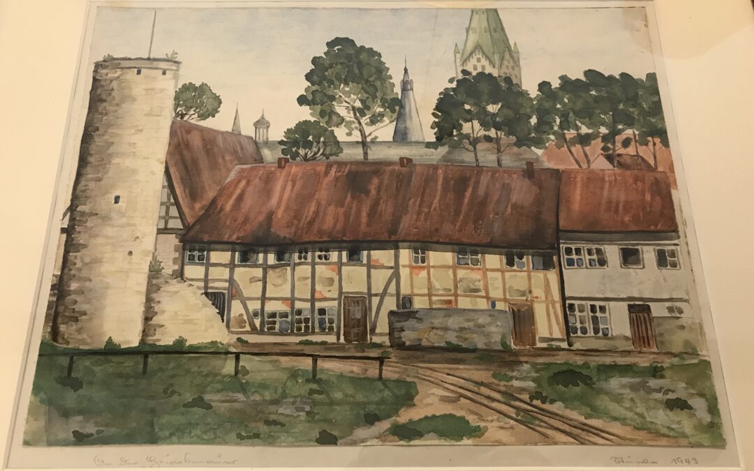 Strunden Maria 1903-1992 Aquarell Paderborn 1943 Heiersmauer
