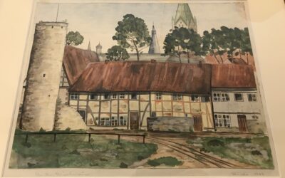 Strunden Maria 1903-1992 Aquarell Paderborn 1943 Heiersmauer