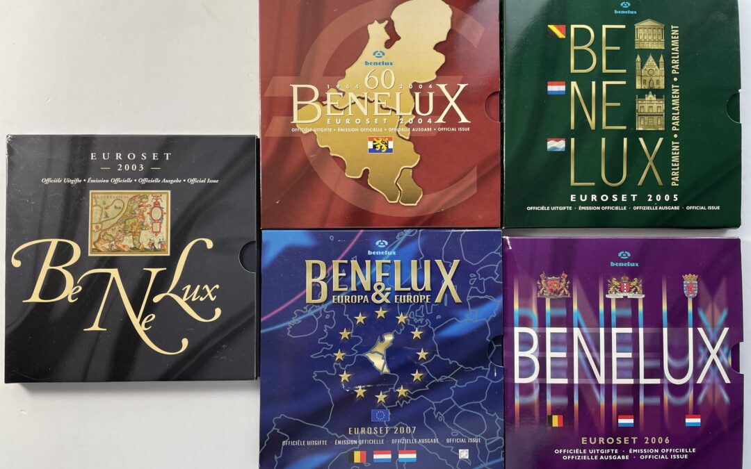 5x KMS Benelux Euroset – 2003 -2004 – 2005 – 2006 -2007 Kursmünzensatz + Silber