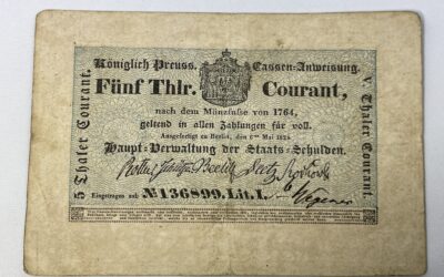 5 Thlr. / Thaler Courant 1824 Königlich Preuss. Cassen Anweisung