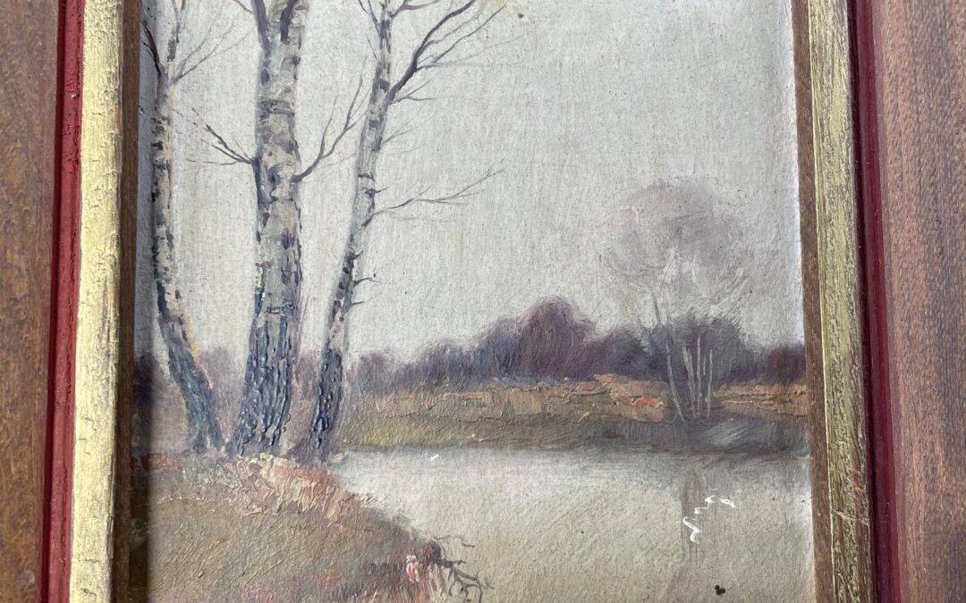 Giovanni Bruno Italien Gemälde Partie am Bach / Landschaft