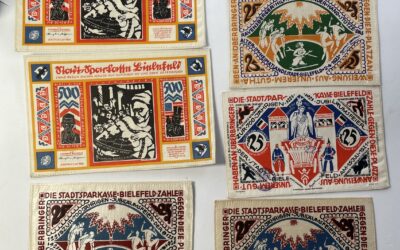 11x Stoffgeld Notgeld Stadtsparkasse Bielefeld 25 Mark bis 1000 Mark 1921 -1923