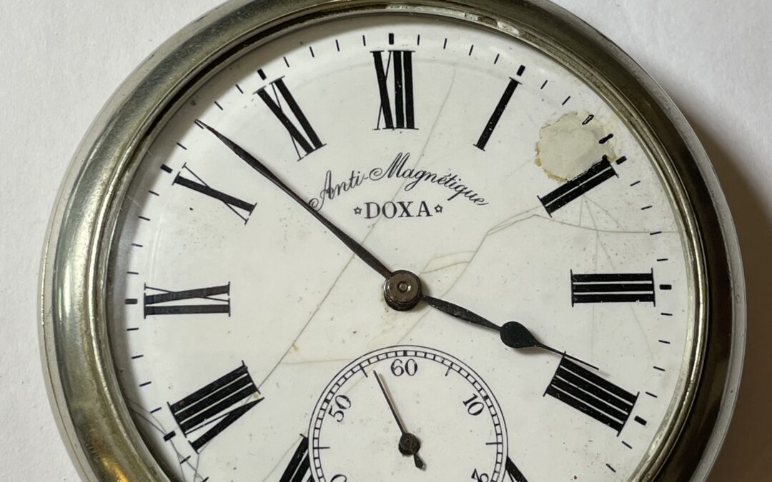 Große Doxa Taschenuhr Anti Magnetique Eisenbahner Uhr