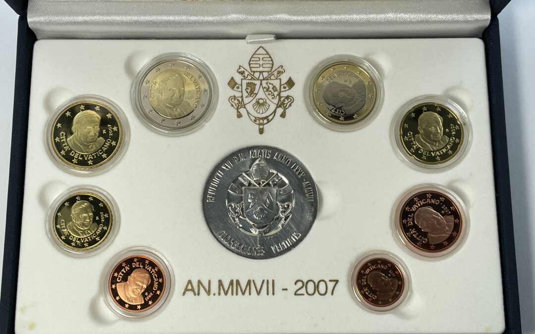 Vatikan Cent Euro Münzen KMS 2007 Benedikt XVI Silber Medaille